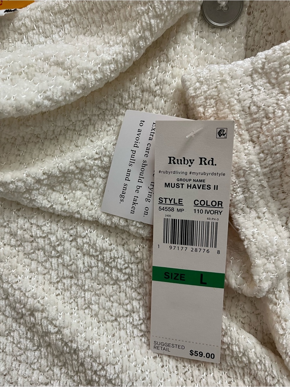 Ruby Rd. Cream Button-Neck Turtleneck Sweater - Picture 5 of 7